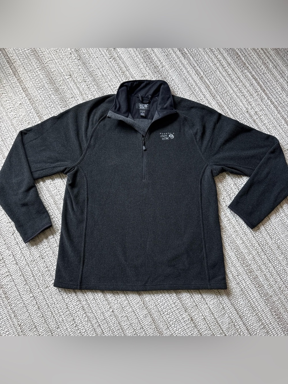 Mountain Hardware Zip Up Fleece Mens XL! Toasty Tweed Fleece Black/grey pullover